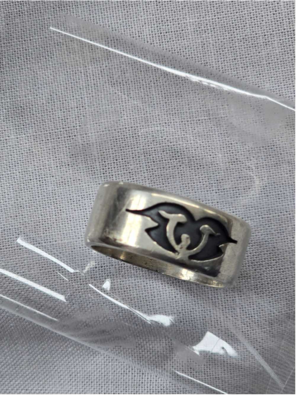 Men's Heavyweight 9.28g Sterling Silver Abstract Geometric Oxidized Ring S- 10.5